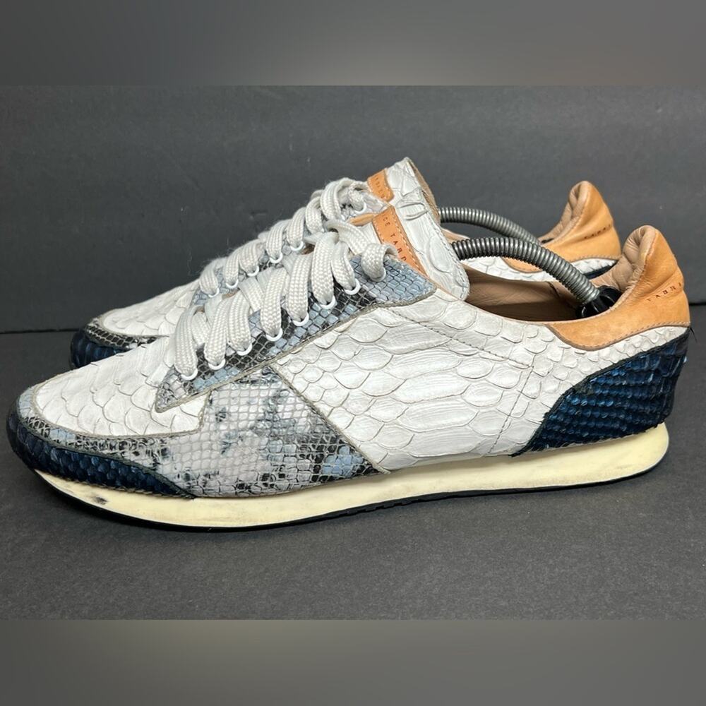Fabrice Tardieu Tri Runner 01 White & Blue Authentic Baby Python Shoes 44 $498